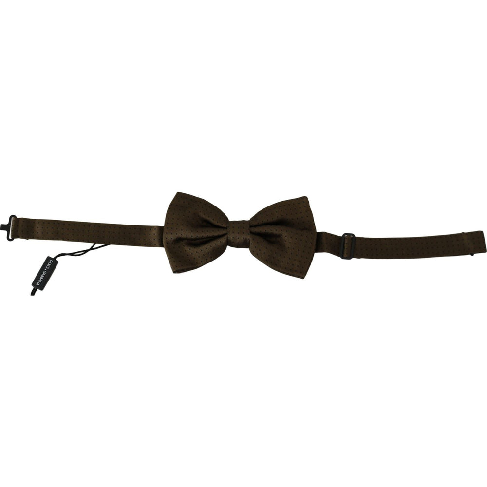 Dolce & Gabbana Brown Polka Dots Silk Adjustable Neck Papillon Men Bow Tie FT1047