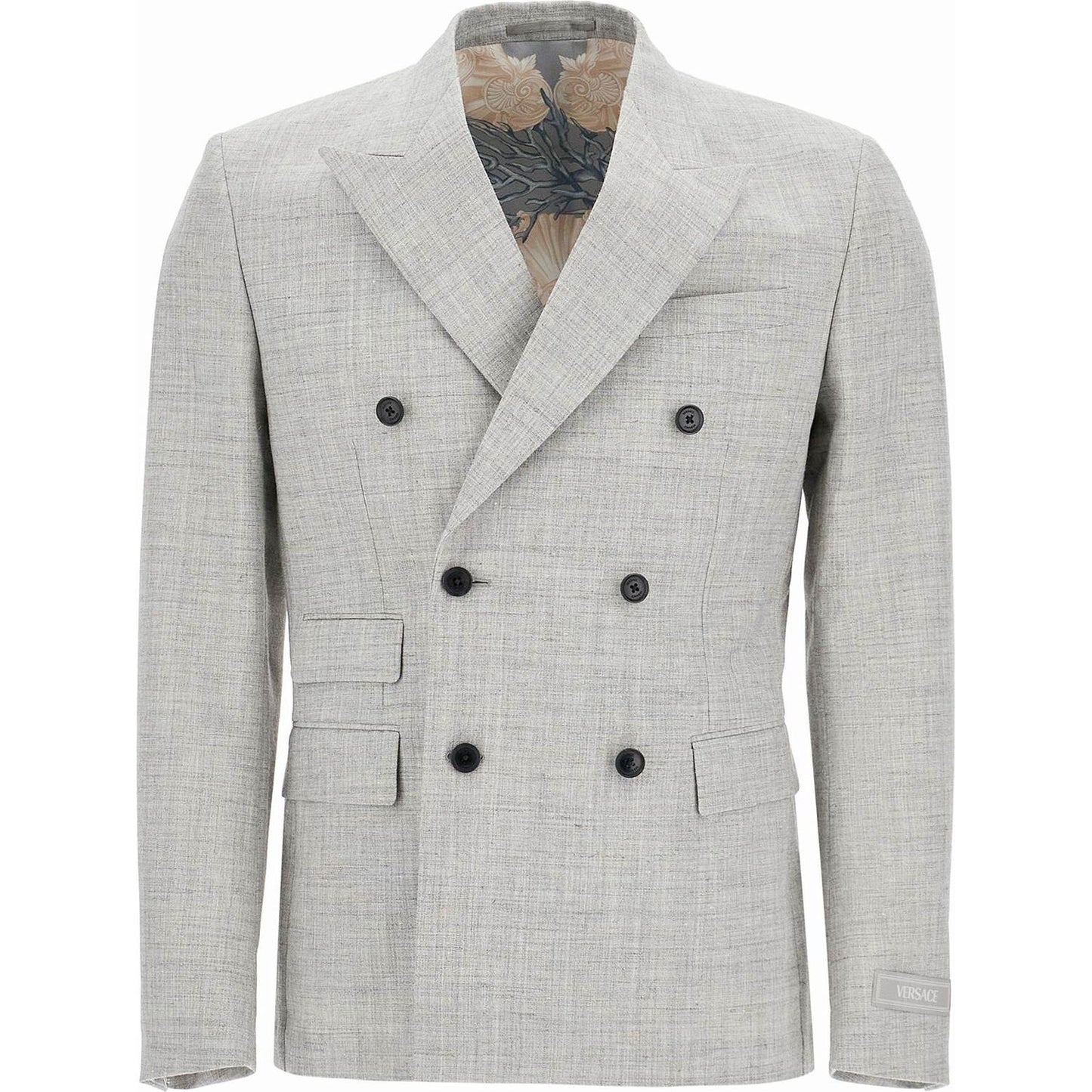 Versace double-breasted wool blend blazer Jackets Versace Gray