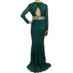 Dolce & Gabbana Crystal Gold Belt Lace Sheath Gown Dress DR1653-42