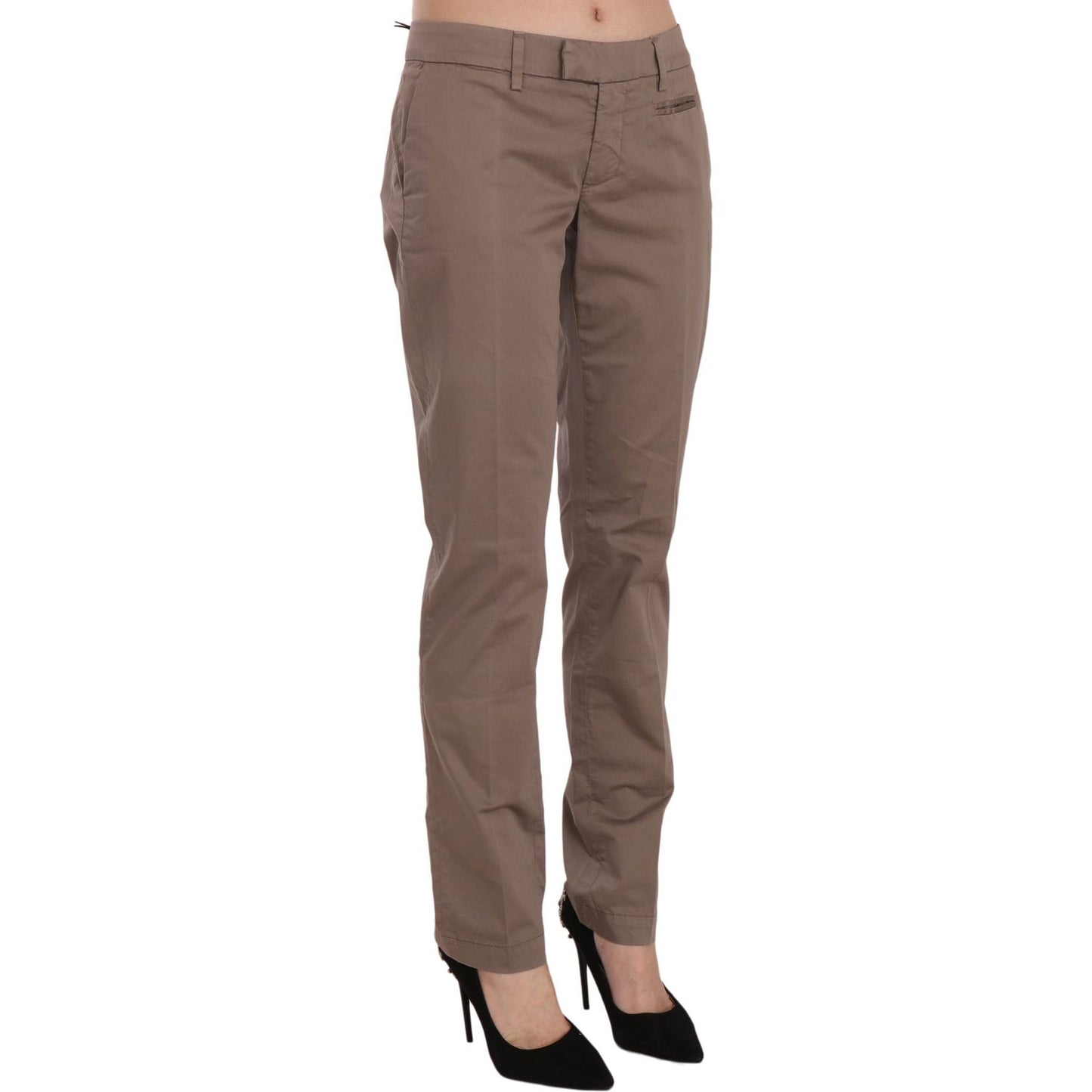 Dondup Brown Low Waist Straight Cut Trouser Pant Dondup