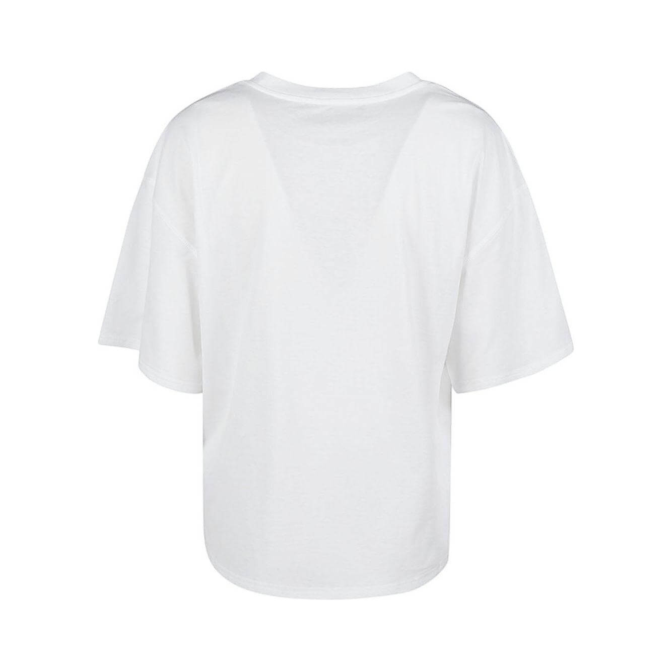 Back view of Liviana Conti white oversized cotton t-shirt, size 40 IT, featuring a g.collo rete design. True to size fit.