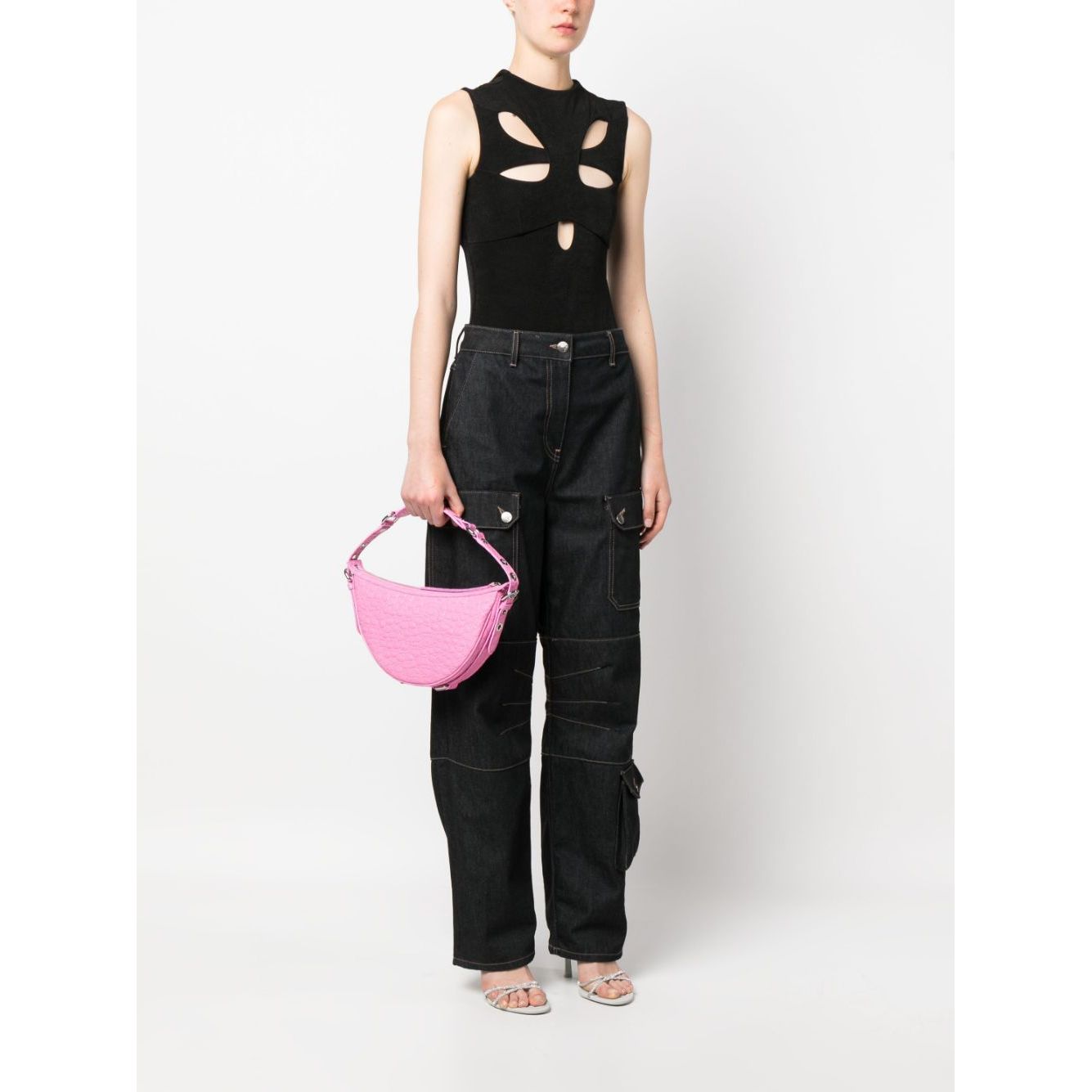 By Far Gib embossed crocodile-effect shoulder bag