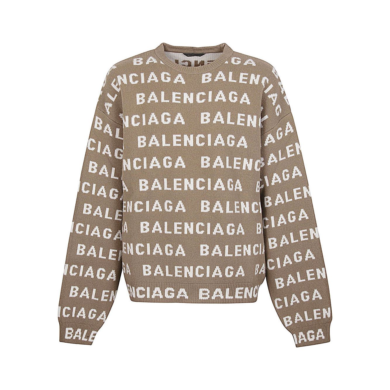 Balenciaga Intarsia Logo Sweater Topwear Balenciaga Dim Gray