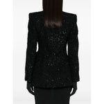 Balenciaga Hourglass tweed-texture padded-shoulder wool-blend blazer 768891TPQ361000