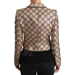 Dolce & Gabbana Gold Floral Sequined Blazer Coat Jacket JKT2420-38