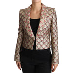 Dolce & Gabbana Gold Floral Sequined Blazer Coat Jacket JKT2420-38