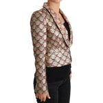 Dolce & Gabbana Gold Floral Sequined Blazer Coat Jacket JKT2420-38