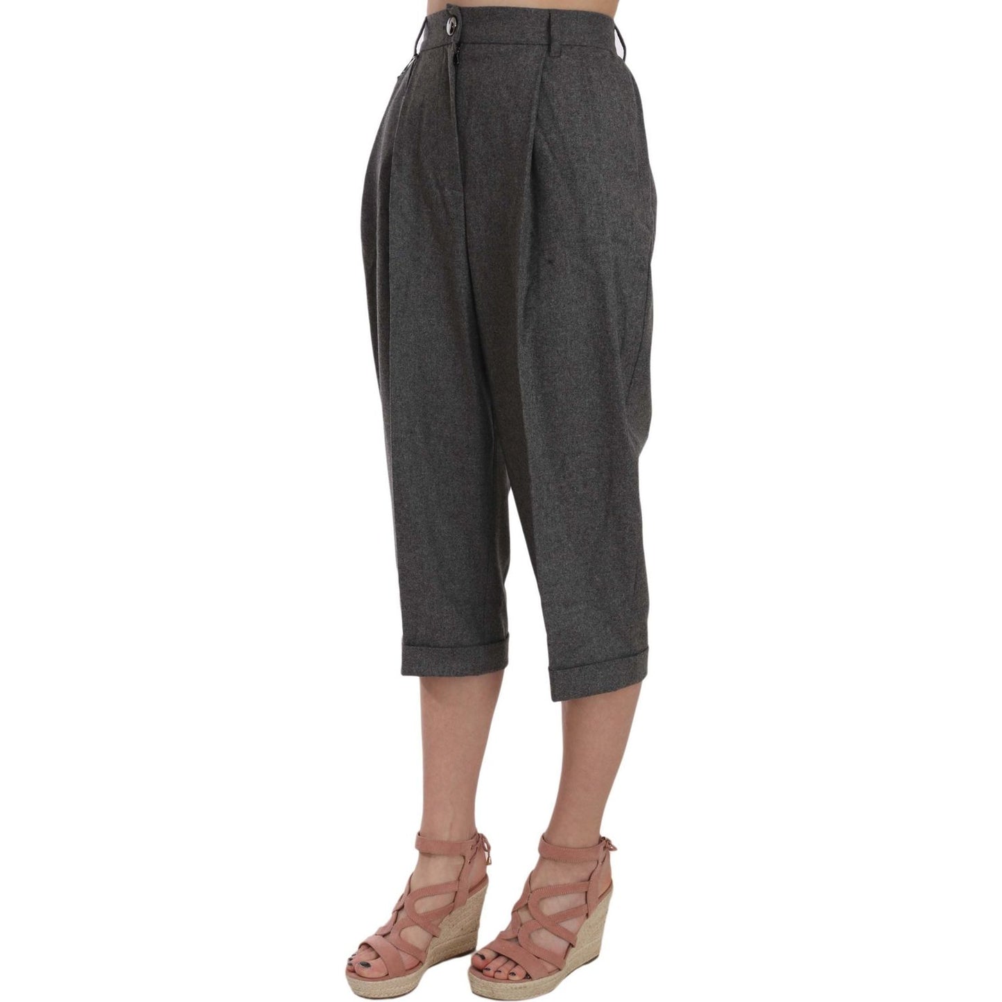 Dolce & Gabbana Wool Cropped Trouser Pleated Pant PAN70005-36
