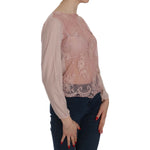 PINK MEMORIES Pink Lace See Through Long Sleeve Blouse TSH3905-42