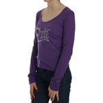 Exte Purple Crystal Embellished Long Sleeve Casual Top TSH3908-38