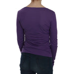 Exte Purple Crystal Embellished Long Sleeve Casual Top TSH3908-38