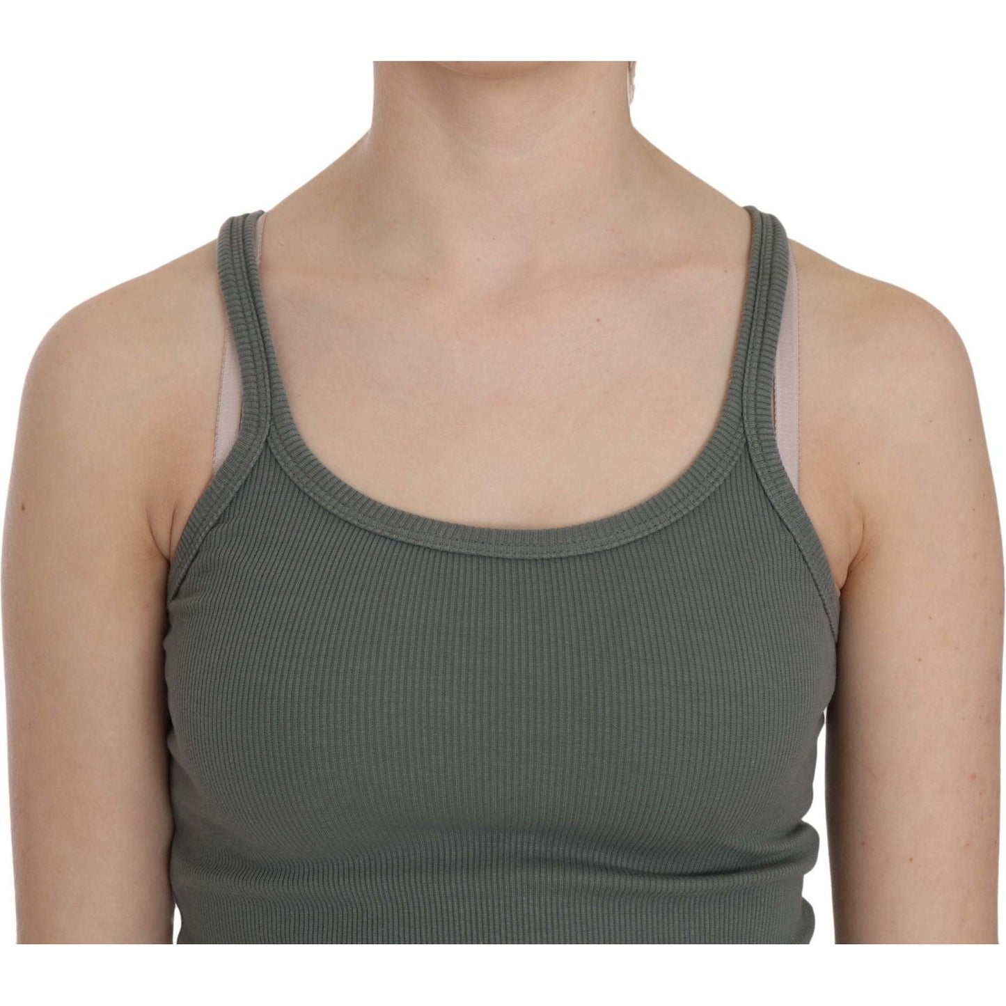 PINK MEMORIES Green Sleeveless Spaghetti Tank T-Shirt Blouse