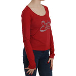 Exte Red Crystal Embellished Long Sleeve Blouse TSH3921-38