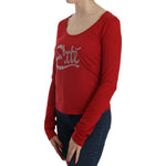 Exte Red Crystal Embellished Long Sleeve Blouse TSH3921-38