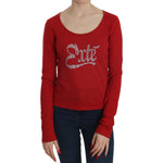 Exte Red Crystal Embellished Long Sleeve Blouse TSH3921-38