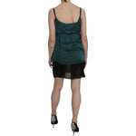 PINK MEMORIES Silk Green Spaghetti Strap Shift Mini Dress TSH3471-42