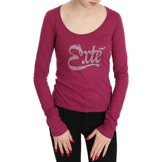 Pink Exte Crystal Embellished Long Sleeve Top