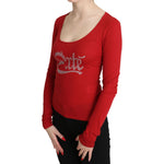 Red Exte Crystal Embellished Long Sleeve Top Blouse TSH3414-38