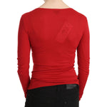 Red Exte Crystal Embellished Long Sleeve Top Blouse TSH3414-38