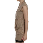 PINK MEMORIES Brown 100% Cotton Sleeveless Cardigan Top Vest TSH3467-42