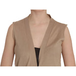 PINK MEMORIES Brown 100% Cotton Sleeveless Cardigan Top Vest TSH3467-42