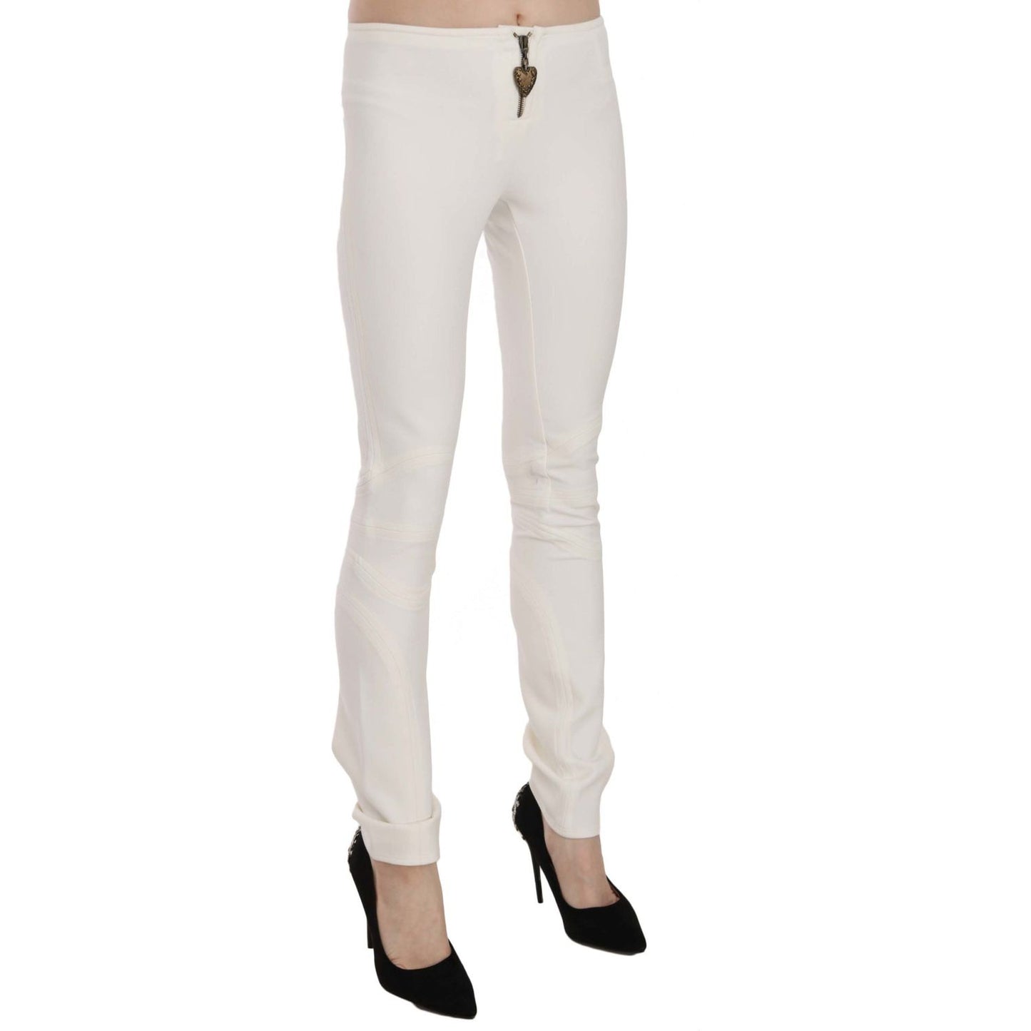 Just Cavalli White Mid Waist Skinny Dress Trousers Pants