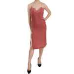PINKO Pink Lace Spaghetti Strap Side Slit Shift Midi Dress TSH3808-38
