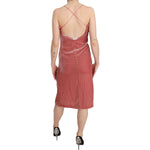 PINKO Pink Lace Spaghetti Strap Side Slit Shift Midi Dress TSH3808-38