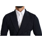 Dolce & Gabbana Dark Blue Dotted Double Breasted Coat Blazer KOS1536-50