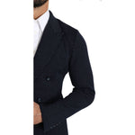 Dolce & Gabbana Dark Blue Dotted Double Breasted Coat Blazer KOS1536-50