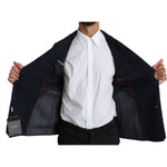Dolce & Gabbana Dark Blue Dotted Double Breasted Coat Blazer KOS1536-50