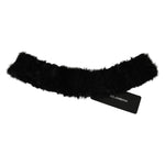 Dolce & Gabbana Black Fur Neck Collar Wrap Lambskin Scarf MS5586