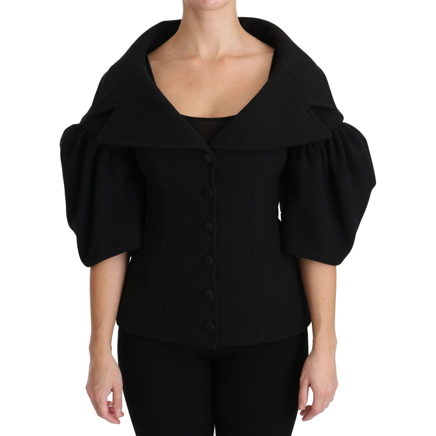 Dolce & Gabbana Elegant Black Virgin Wool Coat Dolce & Gabbana Rosy Brown
