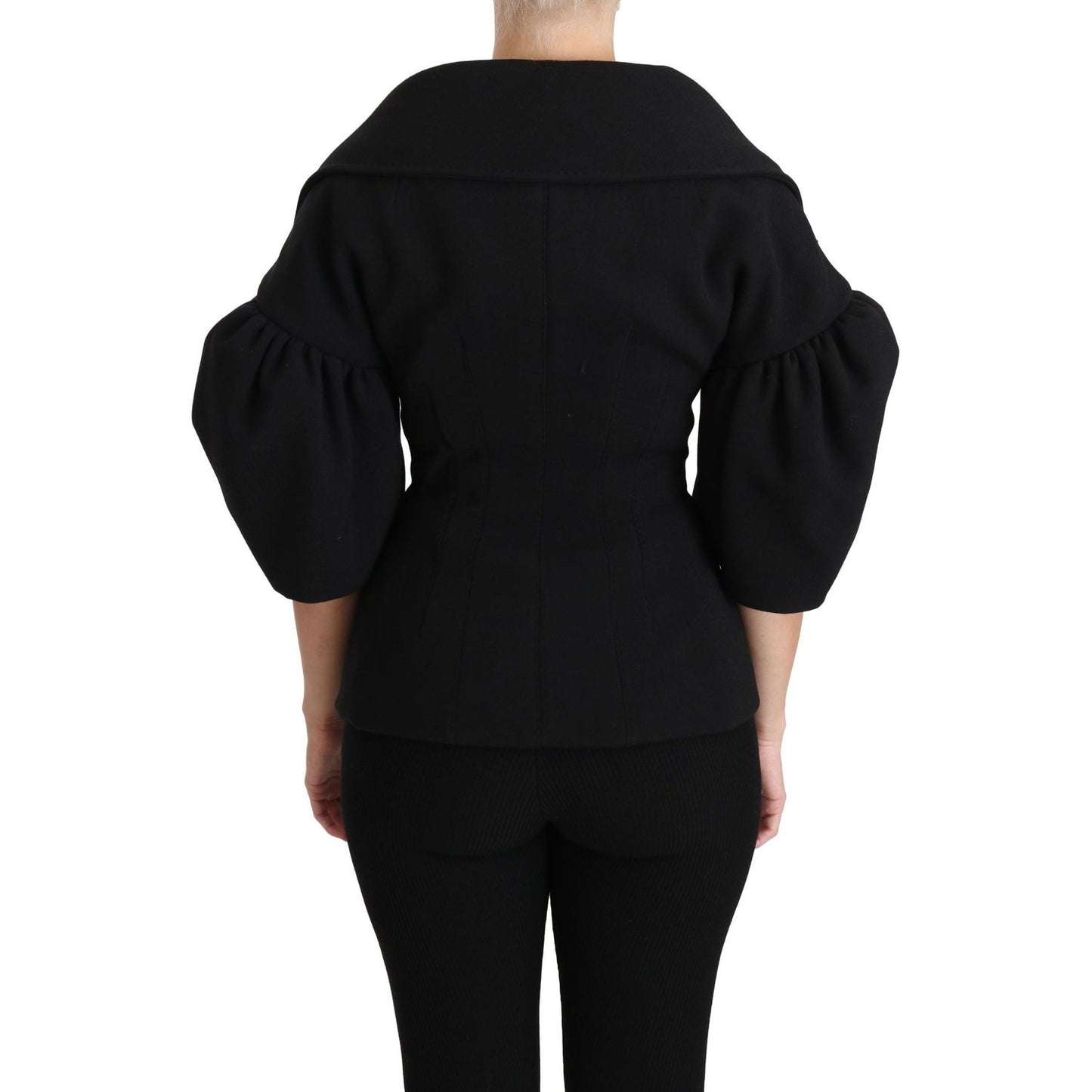 Dolce & Gabbana Elegant Black Virgin Wool Coat Dolce & Gabbana Black