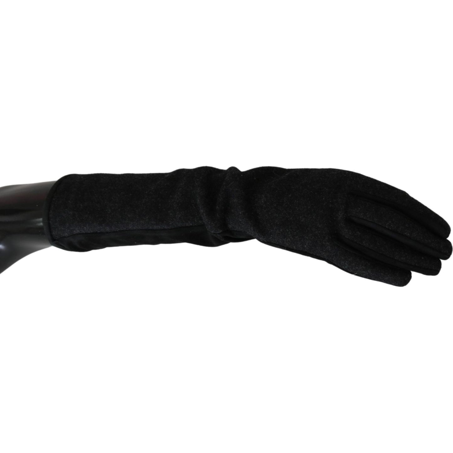 Dolce & Gabbana Elegant Mid-Length Wool Gloves in Black Dolce & Gabbana Black