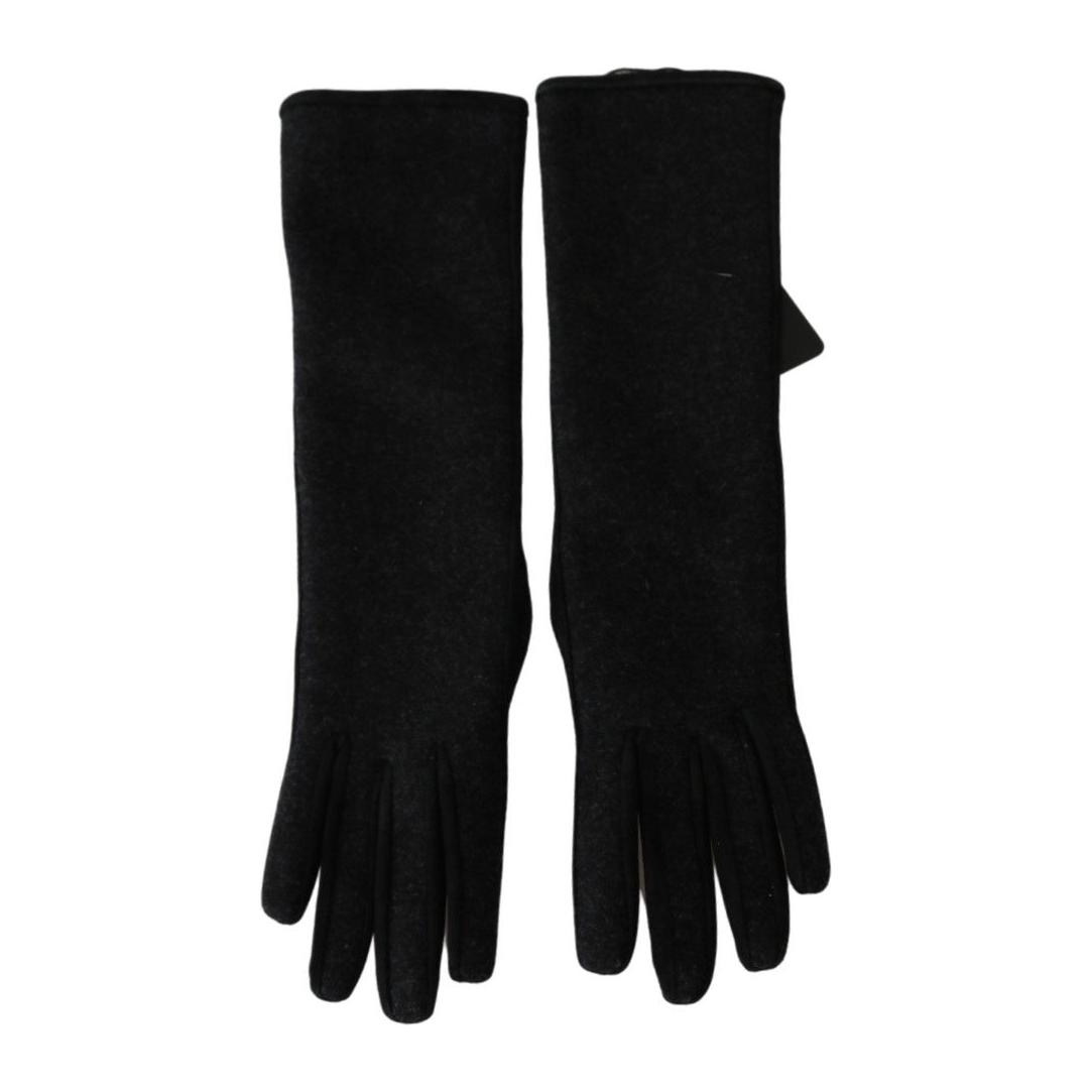 Dolce & Gabbana Elegant Mid-Length Wool Gloves in Black Dolce & Gabbana Black