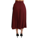 Dolce & Gabbana Red High Waist Pleated Maxi Wool Skirt SKI1416-38