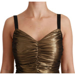 Dolce & Gabbana Gold Metallic Stretch Bodycon Ruched Dress DR2489-36