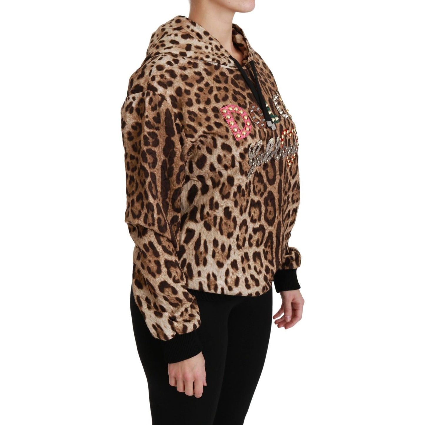 Dolce & Gabbana Brown Hooded Studded Ayers Leopard Sweater TSH4420-36