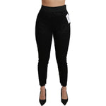 Dolce & Gabbana Black Lace Skinny High Waist Cotton Pants PAN70895-38