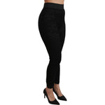 Dolce & Gabbana Black Lace Skinny High Waist Cotton Pants PAN70895-38
