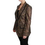 Dolce & Gabbana Gold Black Lace Blazer Coat Floral Jacket JKT2562-44