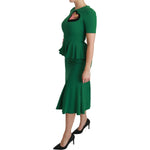 Dolce & Gabbana Green Heart Patch Mermaid Midi Viscose Dress DR2511-38