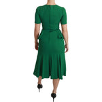 Dolce & Gabbana Green Heart Patch Mermaid Midi Viscose Dress DR2511-38