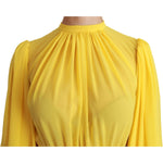 Dolce & Gabbana Yellow Pleated A-line Mini 100% Silk Dress DR2516-40