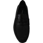 Dolce & Gabbana Black Lizard Leather Flat Loafers Shoes MV2675-39