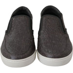 Dolce & Gabbana Gray Leather Flat Caiman Mens Loafers Shoes MV2676-39