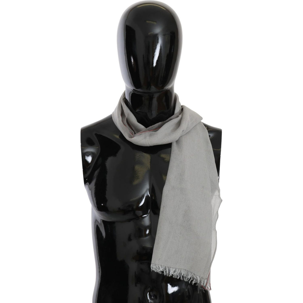 Costume National Gray Fringe Neck Wrap Cotton Scarf MS1525bg-1