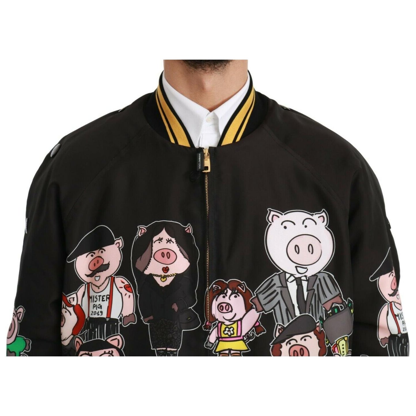 Dolce & Gabbana Black YEAR OF THE PIG Bomber Jacket JKT2609-48