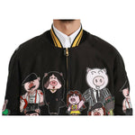 Dolce & Gabbana Black YEAR OF THE PIG Bomber Jacket JKT2609-48